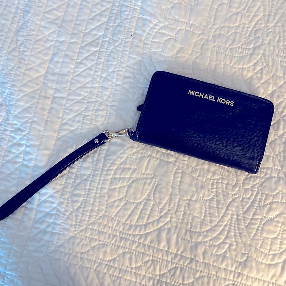 Michael Kors Patent Leather Navy Blue Wallet